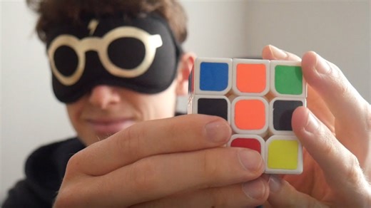 Watch what happens when man tries to solve a Rubik’s Cube blindfolded