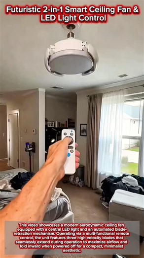 Futuristic 2-in-1 Smart Ceiling Fan & LED Light Control
