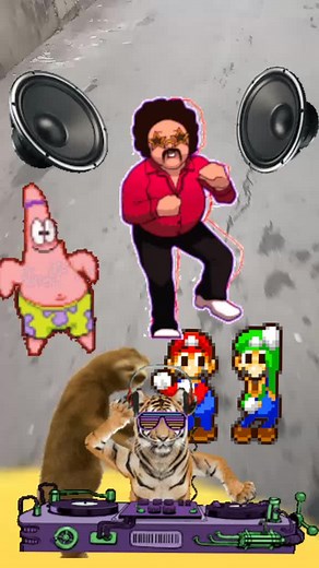 Funky Dance Animation with DJ Tiger and Mario Characters