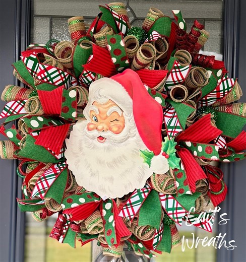 Santa Front Door Wreath - Etsy