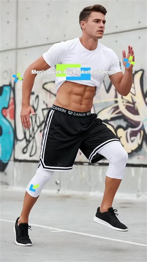 Men's Basketball Compression Shorts, Elastic Breathable Quick-Dry Gym Training Pants, Comfortable Sports Wear for Active Lifestyle