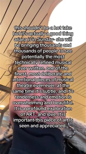 the only musicals that compete with sunday technically are Sweeney, and emotionally, Follies. other musicals are phenomenal don’t get me wrong, cabaret and rocky horror spring to mind. But from a technical artistic standpoint this is the finest piece of musical theatre ever. #sondheim #broadway #westend