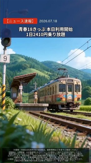 全国のJRが1日たった2,410円で乗り放題🚃💨青春18きっぷ2026年夏季版が7月18日から利用スタート(〜9月8日)2026.7.18 #青春18きっぷ #乗り放題 #夏の旅 #ぴよニュース