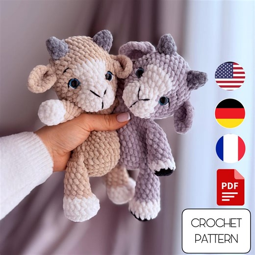 Goat Amigurumi Crochet Lovey Pattern - Crochet Farm Animals - Etsy UK