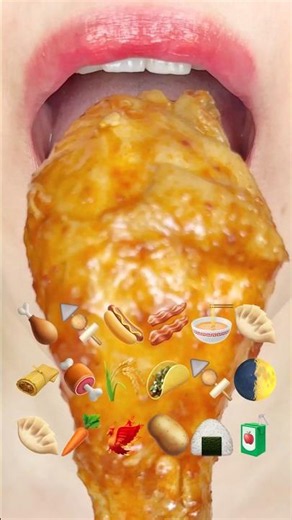 ASMR EMOJI FOOD 🍗🍢🌭🥓🍜🥟🫔🍖🌾🌮🍢🌓🥟🥕🐦‍🔥🥔🍙🧃 이모지 먹방 (sped up)