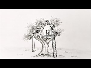 How to draw a house in two point perspective, a tree house
