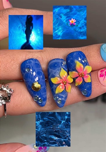 Water nails 🐬🌊🌺 full tutorial #bloominggelnails #waternails #nailtutorials #summernails #diynails