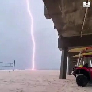 TOO CLOSE FOR COMFORT: Lifeguards in Florida got a close-up view of a lightning strike as Tropical Storm Marco moved across the Gulf of Mexico. https://abcn.ws/2YBIRBT | ABC World News Tonight with David Muir