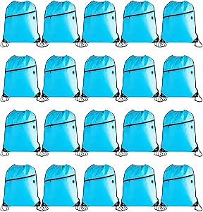 Lightweight Drawstring Backpack with 2 Compartments, Zip Pocket ECO Cinch Bags for Gym Travel, for Men Women (20, Blue)