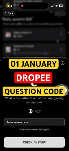 01 January Dropee Question of the day | Dropee Question of the day Today |