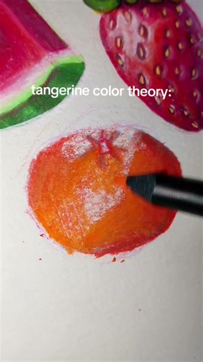 cómo pintar una mandarina con la teoría del color 💛❤️💙🫴🏻🍊✨/#art #drawing #colortheory #shortsart