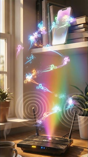 Title: How Wi-Fi Actually Works (Visualized) 🌐 Ever wondered how your phone gets data from thin air? This visualization shows exactly how your Wi-Fi router sends emails, photos, and videos to your device. #WIFI #Technology #HowItWorks #visualization #INTERNET #Wireless #TechExplained #Animation #DataTransmission #shortsreels #technology | In The Easy Way