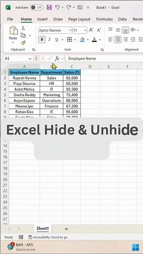 Excel Hide & Unhide Shortcuts | How to Hide & Unhide Columns in Excel | Excel Shortcuts