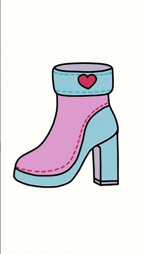 Learn How to Draw a Cute Cartoon High Heeled Boot 👢🎨🖌️