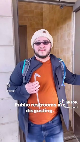 It’s time to make using the public restroom more sanitary. 👀 Try threading it through your STP prosthetic too! #standtopee #bathroombreak #stp #disabilitytiktok #ftmstp #dysphoria #myspouti #spouti