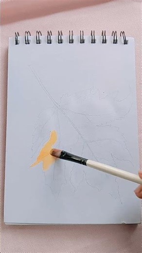 how to draw a maple leaf 🍁|| watercolor || #art #painting #easydrawing #shorts