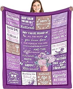 Retirement Gift for Woman, Happy Retirement Blanket for Women Men 2026, Funny Retired Blanket for Women, Funny Farewell Gifts for Coworkers, Going Away Gift 50" x 60"