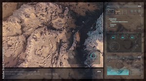 Mars Drone Flight - Top Down View with HUD Overlay A