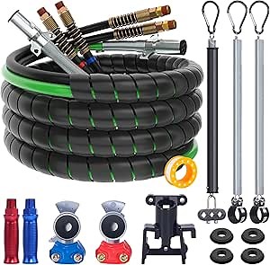 CheeMuii 15 FT Semi Truck Air Line Kit with Gladhands, Air Line Holder, Springs & 7 Way Trailer Cord