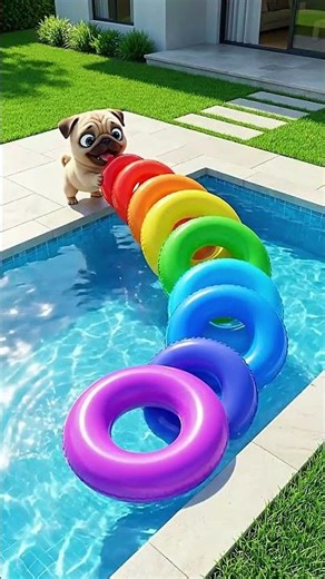 Pug Puppy Pool Surprise Inflatable Rings | Graduated Sizes