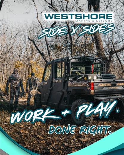 Built tough, built for you. From weekend play to hard-working days, Westshore has the lineup that keeps you moving. Drop in today and see what’s new. 📍 Westshore Marine | 📞 1-855-510-4496