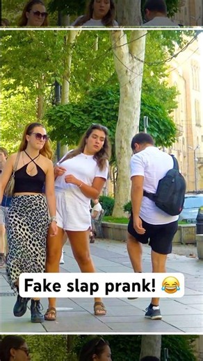 Fake slap prank with girls! 😂 #funny