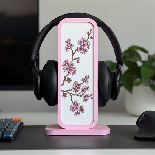 Cherry Blossom Headphone Stand With Hidden Storage — 3D Printed Gaming Desk Accessory - Etsy