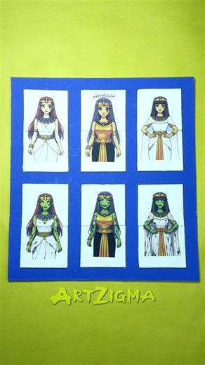 Female K-pop Egyptian Transformation Simple vs Horror Cardboard Challenge 🥰 #kpop #rumi #mira