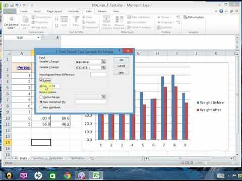 Pair T Test example using excel / Conduct and Interpret pair T test in excel