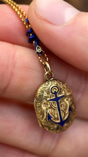 A 19th century gold locket necklace with an sliding snake decorated in blue enamel 🐍💎 #antiquejewelry #locket #jewelry #victorianjewelry #snakes #antiques #jewelrydesign #rare | Maya Pryce