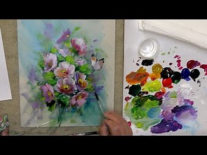Painting For Spring Blossoms and Butterfly
