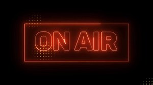 On Air neon sign glow with halftone animation on dark background