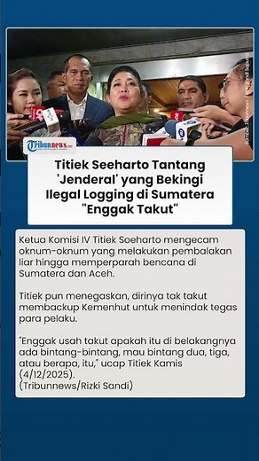 Titiek Soeharto Tantang Jenderal yang Diduga Bekingi Ilegal Logging di Sumatera: Enggak Takut