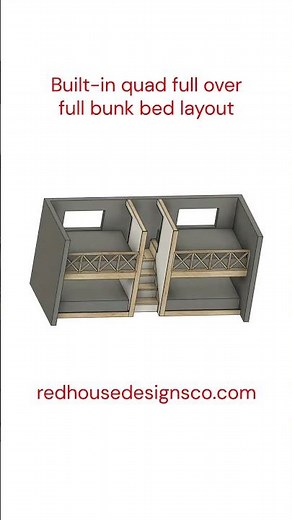 Low Profile Quad Full Bunk Bed with Stairs & Storage | #135