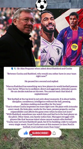🚨🚨Ferguson comparing Rash ford and Matheus Cunha #football #footballshorts #manchesterunited