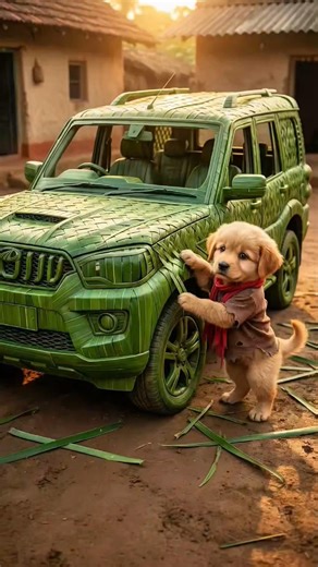 Dog Made scorpio of Green Leaves🌿🚙|#shorts#dog#ai