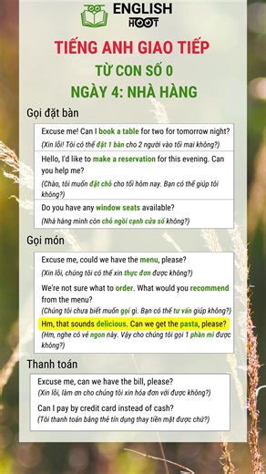 Chinh Phục Tiếng Anh Giao Tiếp - Topic: Nhà Hàng #tienganhgiaotiep #hoctienganh #english | Học Ngoại Ngữ