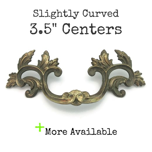 Vintage French Provincial Drawer Pull 3.5" Centers Brass Tone Handle Curved - Etsy