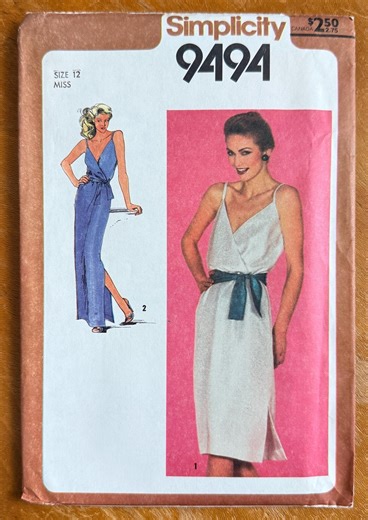 80s Simplicity 9494 Sewing Pattern - Spaghetti Strap Pullover Dress in Two Lengths (bust 34") FF - Etsy
