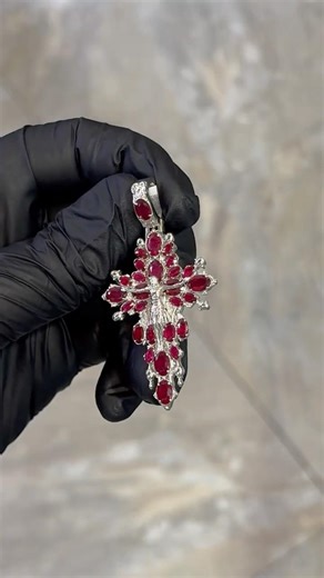 Mini Sovereign's Halo Ruby Cross Pendant | Item #69508
