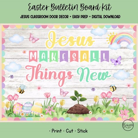 Easter Bulletin Kit Jesus Brings New Life Christian Spring Classroom Door Decor - Etsy