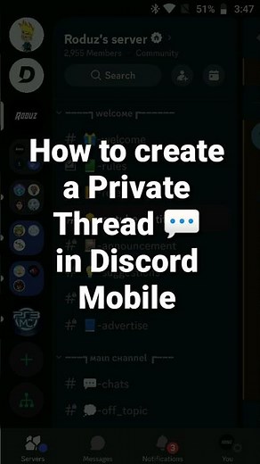 How to create a Private Thread 💬 in Discord Mobile #roduz #discord #new #how #private #thread #howto
