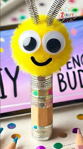 🐝 DIY Bumblebee Pencil Topper | Easy craft to do at home #diy #craft #craftyfun #kids