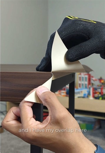 Table Corner Wrap Tutorial Part 1 Materials -TeckWrap interior film WD-08 Deep Brown Walnut -TeckWrap gloves Watch full tutorial on YouTube Channel @ColorChangeCustoms #teckwrapvinyl #vinylwrap #homerenovation #homedecor #interior