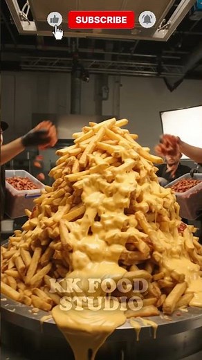 GIANT Loaded Fries 🍟 Cheese Sauce Avalanche ASMR | World's Biggest Fry Mountain #bigfood #foodtok