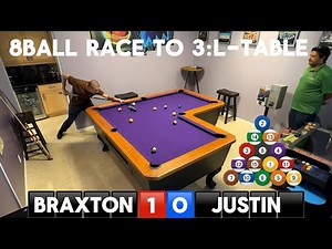 8 ball pool on L-shaped pool table!