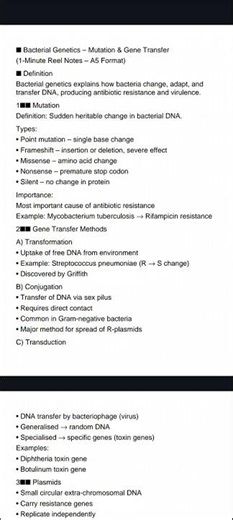 Bacterial Genetics in 1 Minute 🔥 | Mutation & Gene Transfer Made Easy! | Microbiology MBBS BHMS FMG
