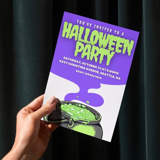 Cauldron Halloween Invitation Template, Cute Halloween Party Invitation, Printable Invite, Instant Digital Download, Editable Invitation - Etsy
