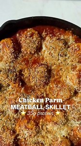 Comment RECIPE to save this awesome dinner idea! My chicken parmesan meatball skillet is a go-to in my house for a quick, one-pan weeknight meal 🍅🔥 👉 Recipe: https://fitfoodiefinds.com/chicken-meatball-skillet/ | Fit Foodie Finds