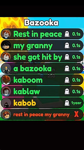 rest in peace my granny BAZOOKA #robloxmemes #robloxfunnymoments #bazookaboy #restinpeace
